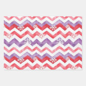 Hearts Trees Snowflakes Red Purple Christmas Inpakpapier Vel (Voorkant 3)