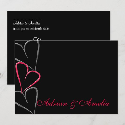 Hearts-uitnodiging Kaart (Voorkant / Achterkant)