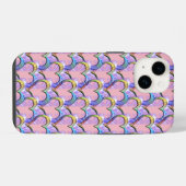 Hearts Upon Hearts Psychodelisch Patroon iPhone Ho Hoesje (Achterkant horizontaal)