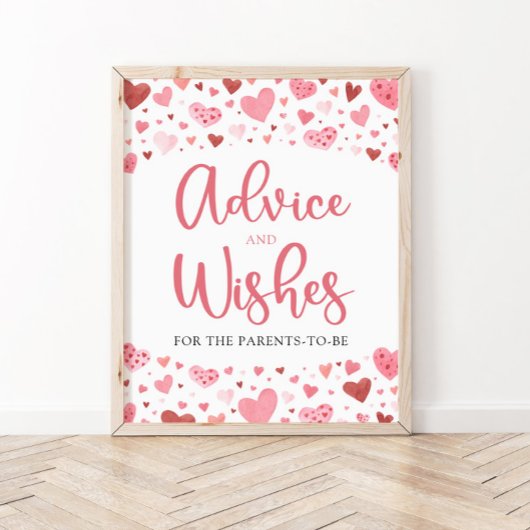 Hearts Valentijn Baby shower Advies en Wensen Poster