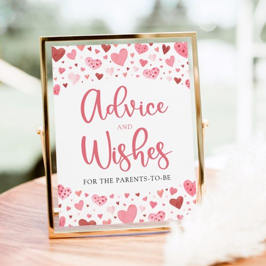 Hearts Valentijn Baby shower Advies en Wensen Poster