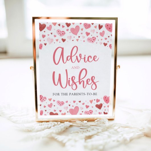 Hearts Valentijn Baby shower Advies en Wensen Poster