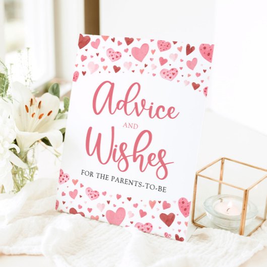 Hearts Valentijn Baby shower Advies en Wensen Reclamebord Met Voetstuk