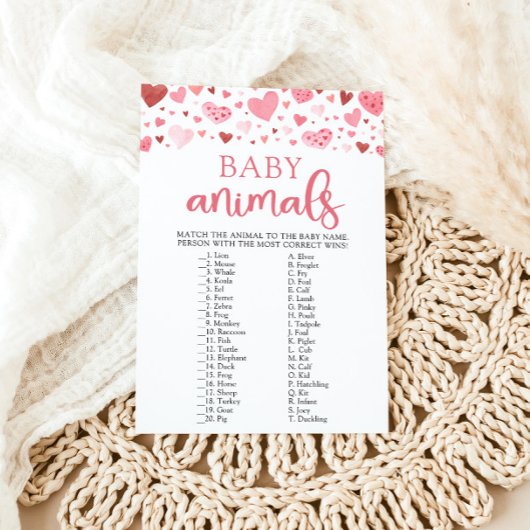 Hearts Valentijn Baby shower Baby dieren spel Kaart