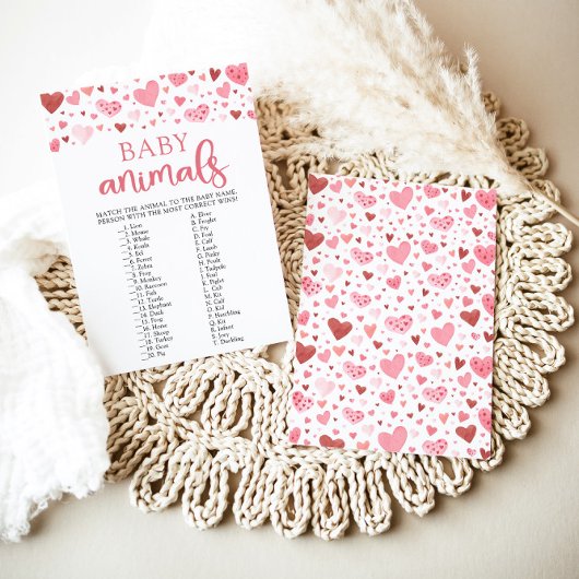 Hearts Valentijn Baby shower Baby dieren spel Kaart