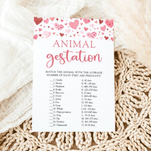 Hearts Valentijn Baby shower Dierlijke Gestatie Sp Kaart