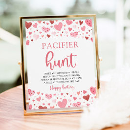Hearts Valentijn Baby shower Fopspeen Hunt Teken Poster