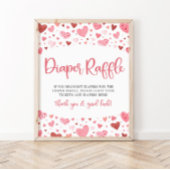 Hearts Valentijn Baby shower Luier Raffle Teken Poster