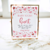 Hearts Valentijn Baby Sokken Hunt Baby shower Spel Poster