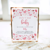 Hearts Valentijn Don't Say Baby Baby shower spel Poster