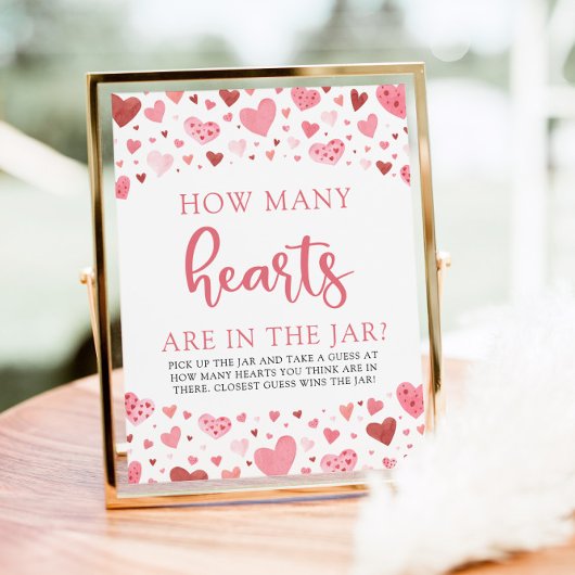 Hearts Valentijn Hoeveel Hearts Baby shower spel Poster