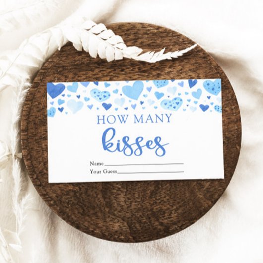 Hearts Valentijn Hoeveel Kisses Baby shower spel Informatiekaartje