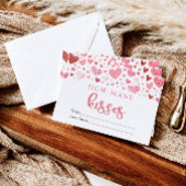Hearts Valentijn Hoeveel Kisses Baby shower spel Kaart