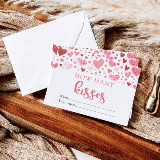 Hearts Valentijn Hoeveel Kisses Baby shower spel Kaart
