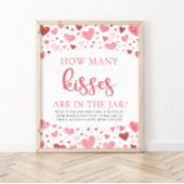 Hearts Valentijn Hoeveel Kisses Baby shower spel Poster