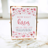 Hearts Valentijn Hoeveel Kisses Baby shower spel Poster