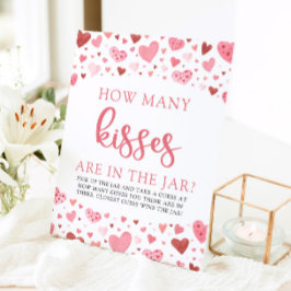 Hearts Valentijn Hoeveel Kisses Baby shower spel Reclamebord Met Voetstuk