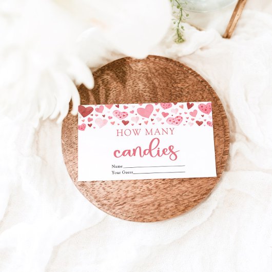 Hearts Valentijn Hoeveel Snoepjes Baby shower spel Informatiekaartje