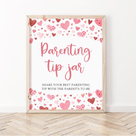 Hearts Valentijn Ouderschap Tip Jar Advies teken Poster