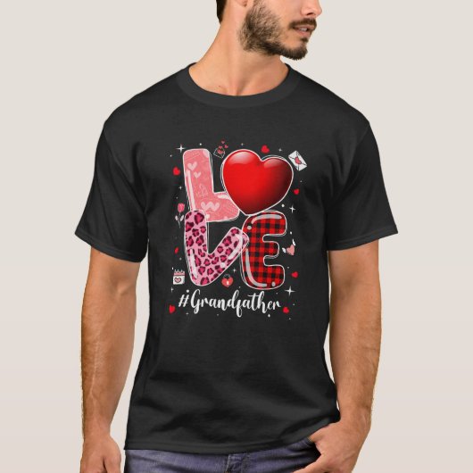 Hearts Valentijnsdag Love Grandfather Leopard Buf T-shirt (Voorkant)