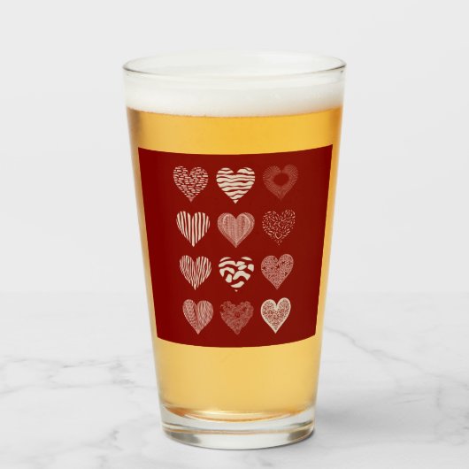 Hearts Valentijnsdag Nine Hearts Valentijn Love Glas (Voorkant gevuld)