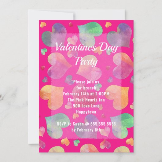 Hearts Valentijnsdag Party Invitation Kaart (Voorkant)