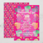 Hearts Valentijnsdag Party Invitation Kaart (Voorkant / Achterkant)