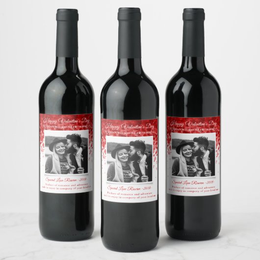Hearts Valentijnsdag Photo Wijnlabel Wijn Etiket (Flessen)