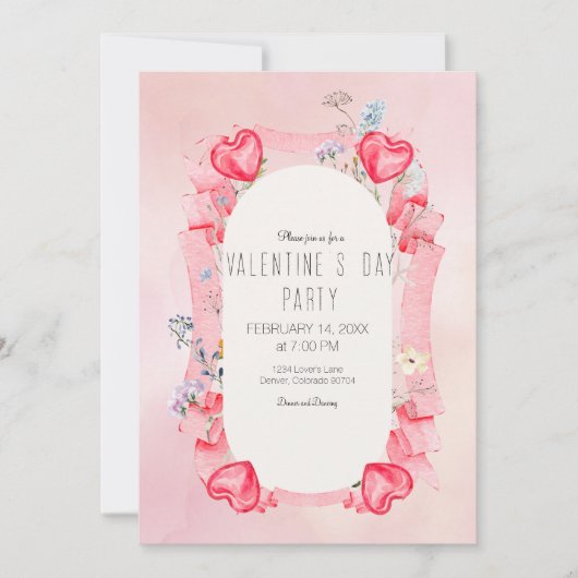 Hearts Valentijnsdag Uitnodiging (Voorkant)