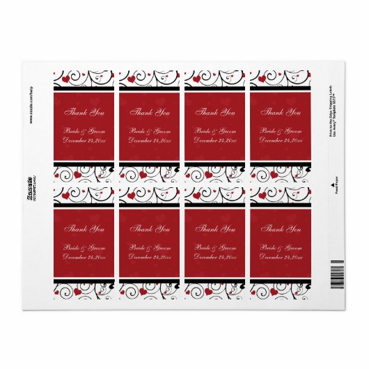 Hearts Valentijnsdag Wedding Labels (Full Sheet)