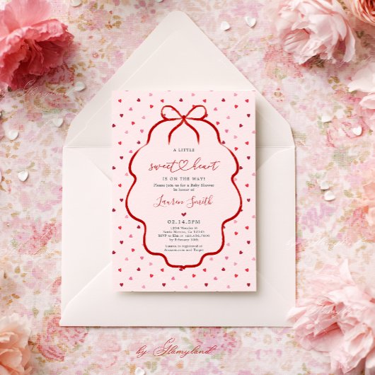 Hearts Valentine Baby Shower Invitation Kaart