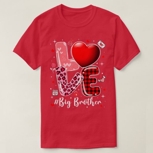Hearts Valentines Day Love Big Brother Leopard Buf T-shirt (Design voorkant)