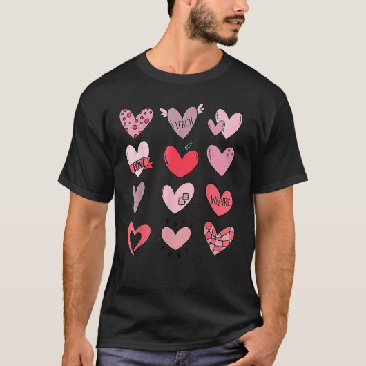Hearts  Valentines Day Teaching Teacher T-shirt (Voorkant)