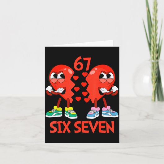 Hearts Valentines Funny Six Seven 6 7 Meme Gen Alp Kaart (Voorkant)