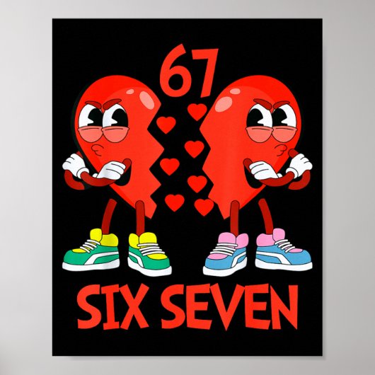 Hearts Valentines Funny Six Seven 6 7 Meme Gen Alp Poster (Voorkant)