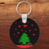 Hearts van Libanon en Libanese vlag mode / Liefde Sleutelhanger (Achterkant)