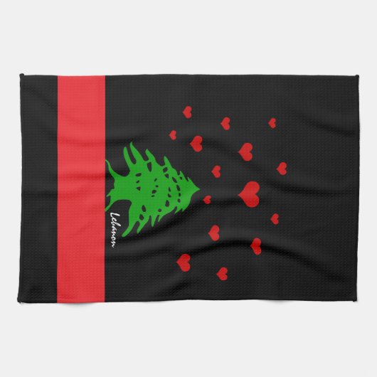 Hearts van Libanon en Libanese vlag mode / Liefde Theedoek (Horizontaal)