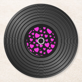 Hearts Vinyl Record Ronde Kartonnen Onderzetter