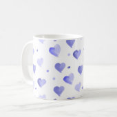 Hearts Waterverf Blue Pattern Koffiemok (Voorkant links)