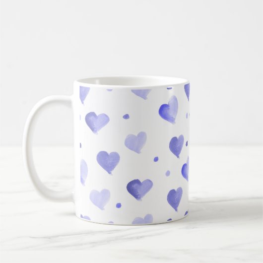 Hearts Waterverf Blue Pattern Koffiemok (Links)