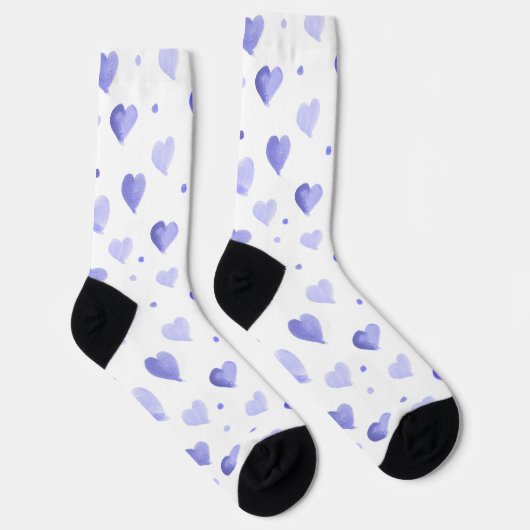 Hearts Waterverf Blue Pattern Sokken (Rechts)