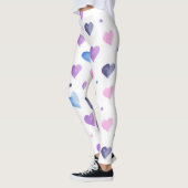 Hearts Waterverf Pattern Pink Paarse Blue Leggings (Links)