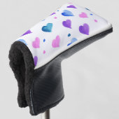 Hearts Waterverf Pattern Roze Blauw Paarse Golfheadcover (3/4 voorkant)