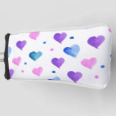 Hearts Waterverf Pattern Roze Blauw Paarse Golfheadcover (Voorkant)