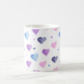 Hearts Waterverf Pattern Roze Blauw Paarse Koffiemok (Center)