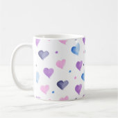 Hearts Waterverf Pattern Roze Blauw Paarse Koffiemok (Links)