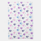 Hearts Waterverf Pattern Roze Blauw Paarse Theedoek (Verticaal)