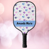 Hearts Waterverf Personaliseer Roze Blauw Paarse Pickleball Paddle