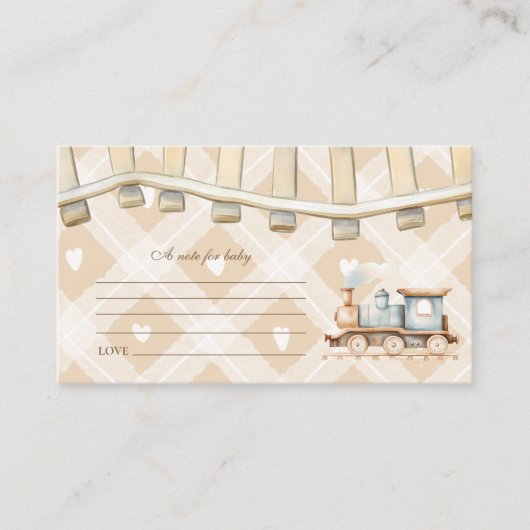 Hearts Waterverf Train Baby shower Note voor Baby Informatiekaartje (Voorkant)