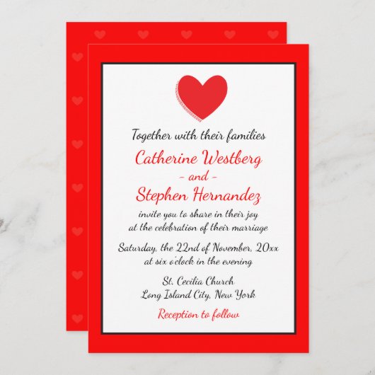 Hearts Weddenschap Rood, zwart en wit Kaart (Voorkant / Achterkant)